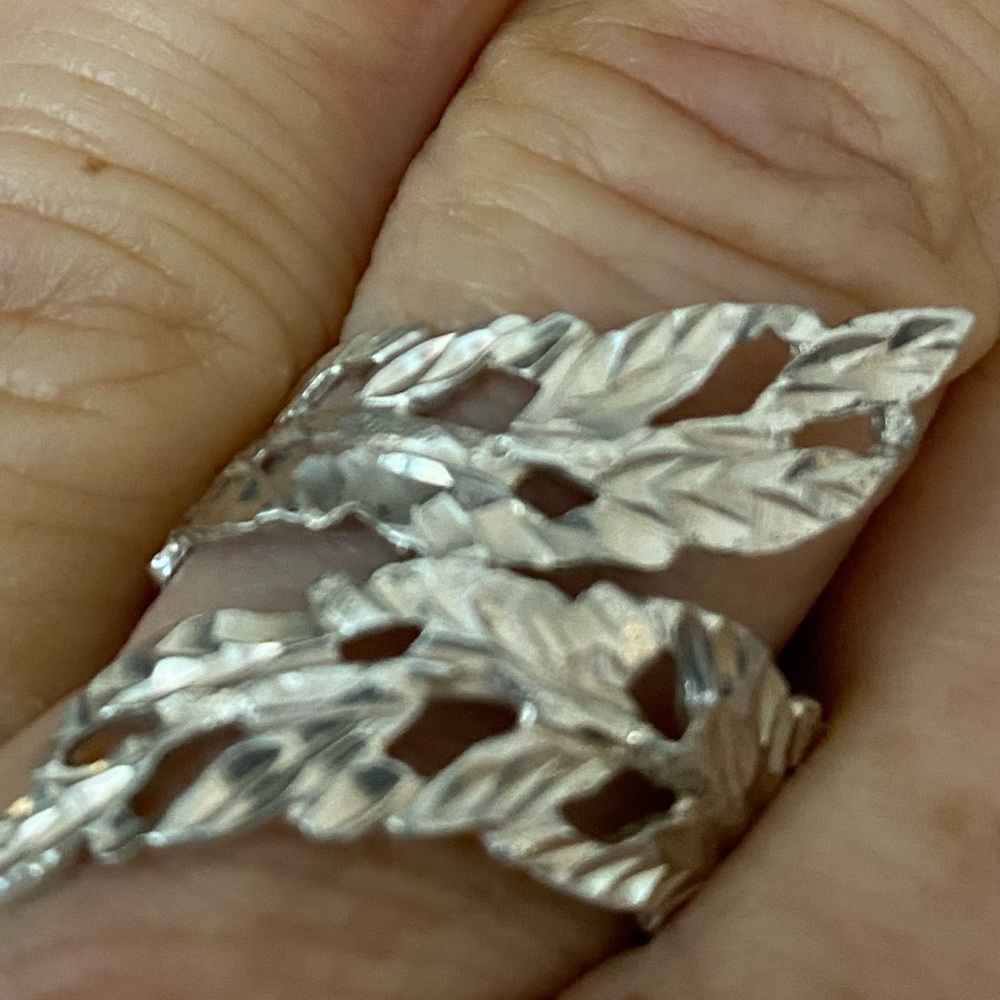 Sterling Silver Feather Bypass Ring 7 - Picture 6 of 11